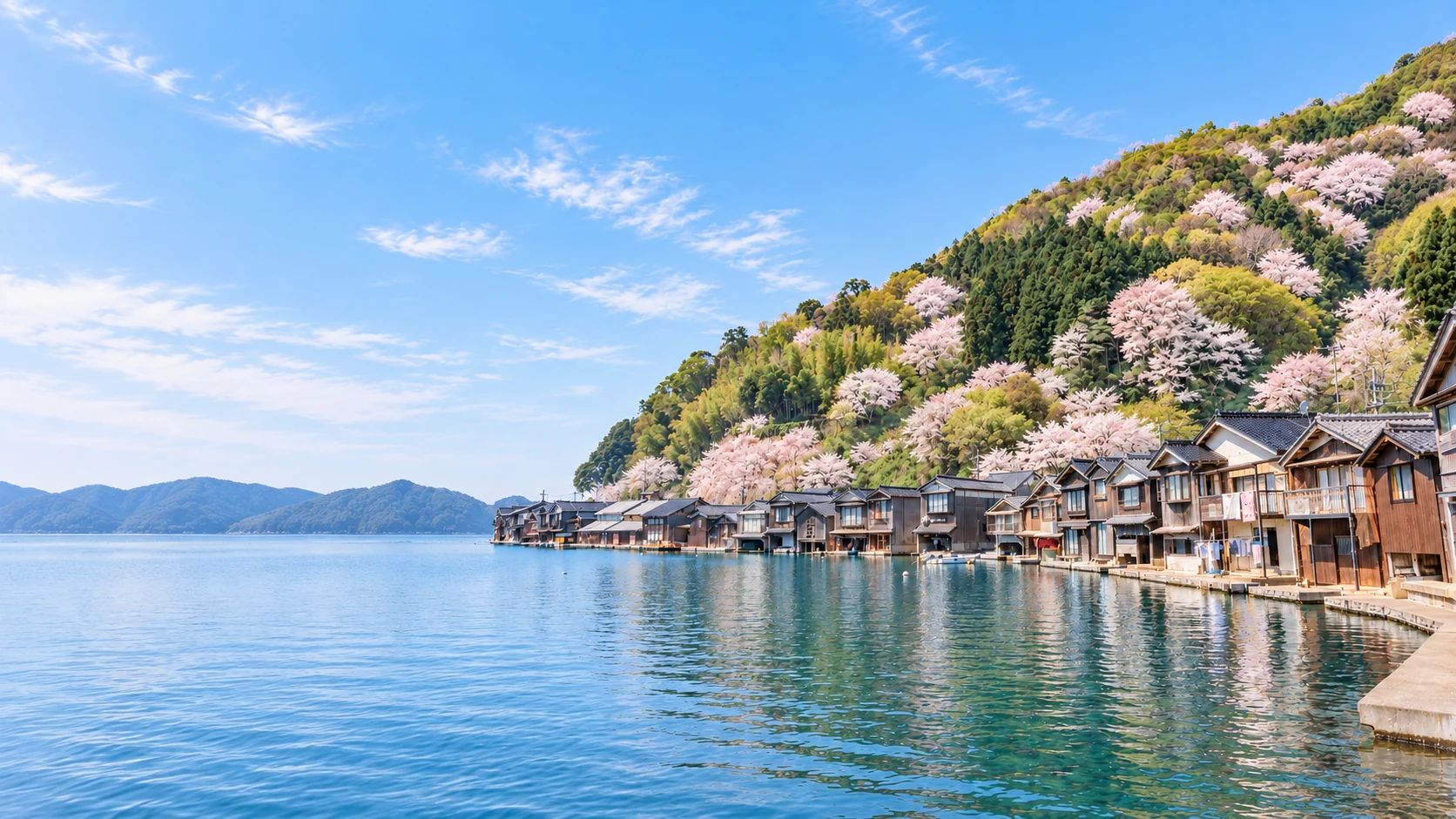 春日伊根舟屋與櫻花山景